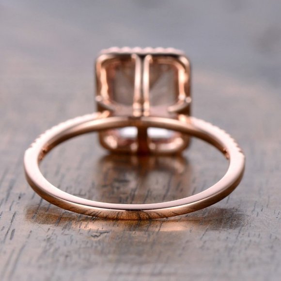 *NEW 18K Rose Gold Morganite Halo Diamond Ring - Picture 3 of 4